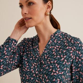 La Redoute Collections  Geblümte Bluse mit langen Ärmeln & V-Ausschnitt 