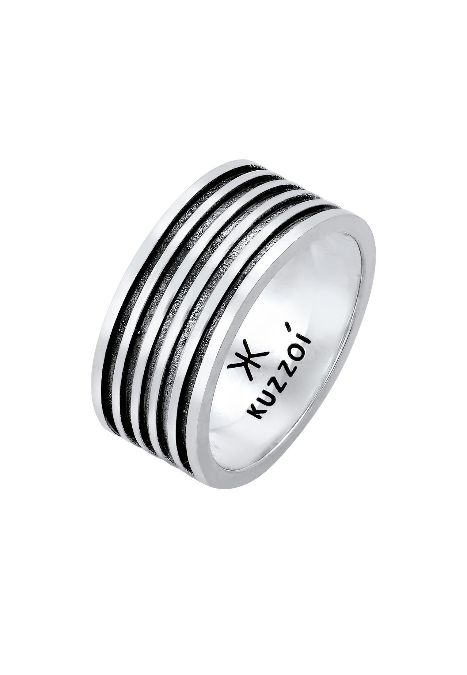 Kuzzoi  Bague Herren Bandring Massiv Rillen 925 Silber 