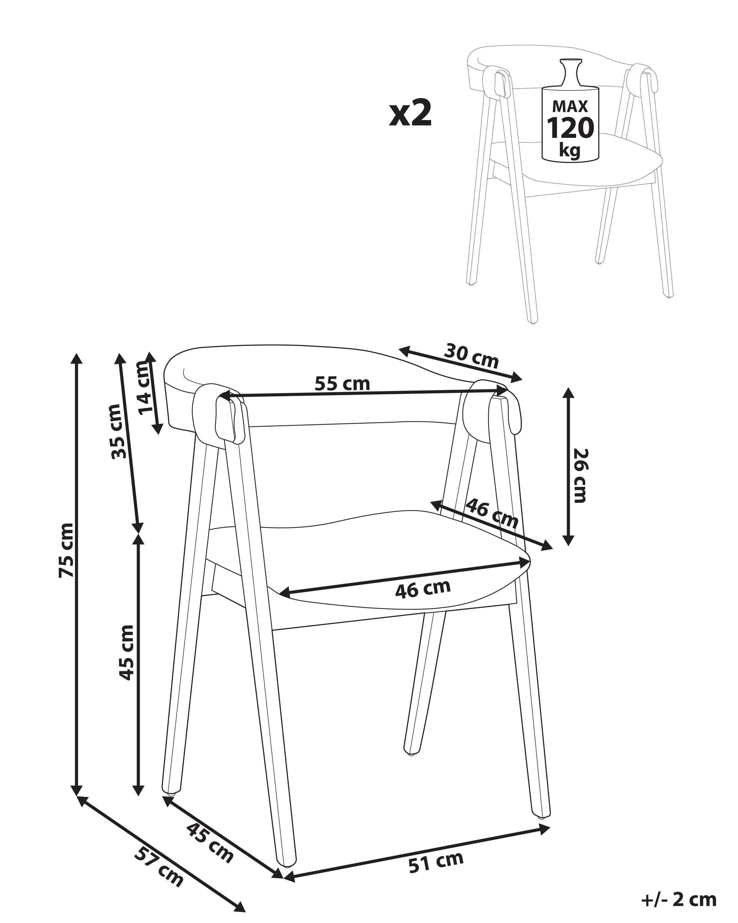 Beliani Set di 2 sedie da pranzo en Tessuto Classico DAY  