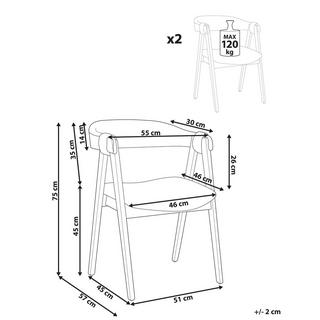 Beliani Set di 2 sedie da pranzo en Tessuto Classico DAY  