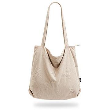 cord Tasche Umhängetasche mit Reißverschluss,Groß Shopper Tasche Tote Bag Handtasche