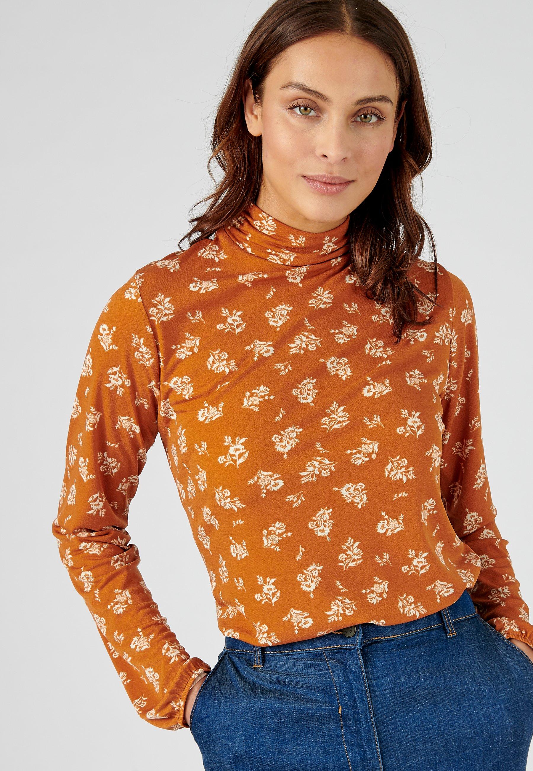 Image of Shirt Aus Crêpe-strick. Damen Orange 50/52