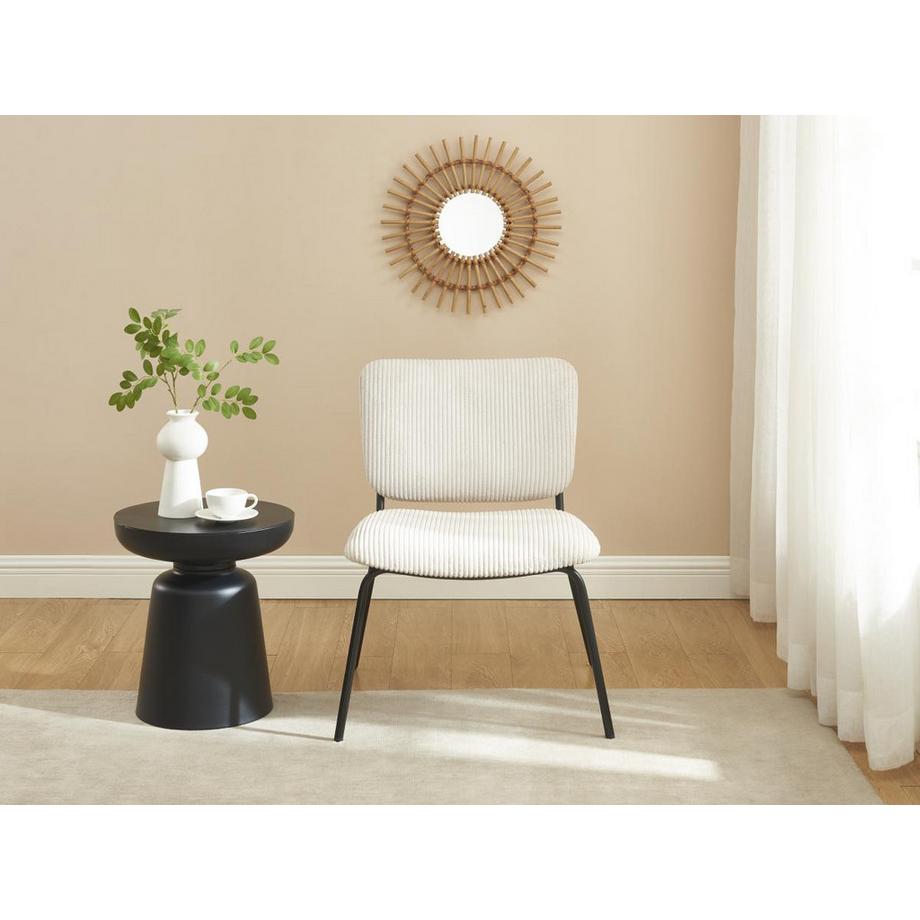 Maison Céphy Fauteuil en velours côtelé beige LOVUNIA de Maison Céphy  