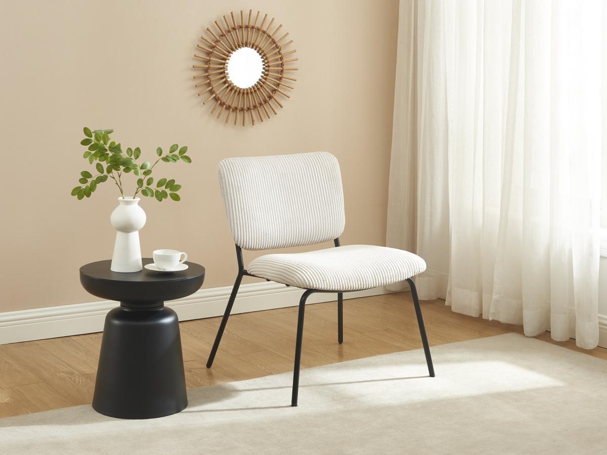 Maison Céphy Fauteuil en velours côtelé beige LOVUNIA de Maison Céphy  