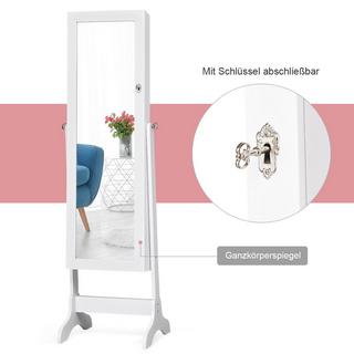 B2X Armadietto per gioielli con serratura, armadietto a specchio con specchio 46 x 37 x 156 cm bianco  