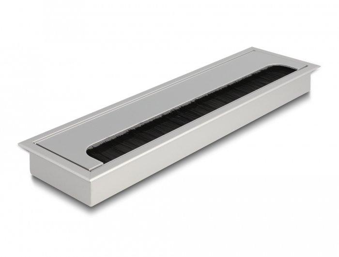 DeLock  Kabeldurchführung für Tischeinbau mit Bürste 280 x 80 x 28 mm silber 