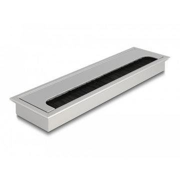 Kabeldurchführung für Tischeinbau mit Bürste 280 x 80 x 28 mm silber