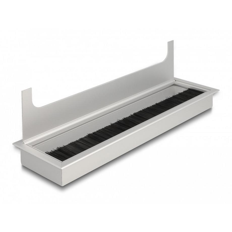 DeLock  Kabeldurchführung für Tischeinbau mit Bürste 280 x 80 x 28 mm silber 