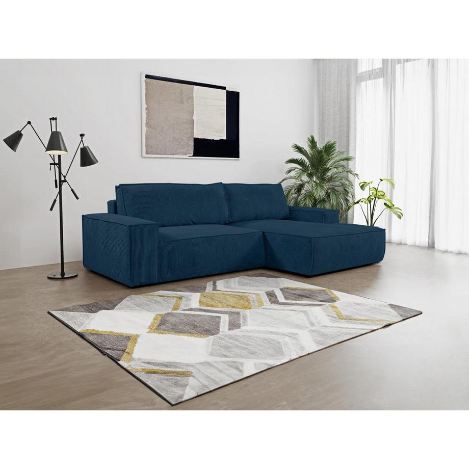 Vente-unique Canapé d'angle conible en velours côtelé marine AMELIA de PASCAL MORABITO Angle droit  