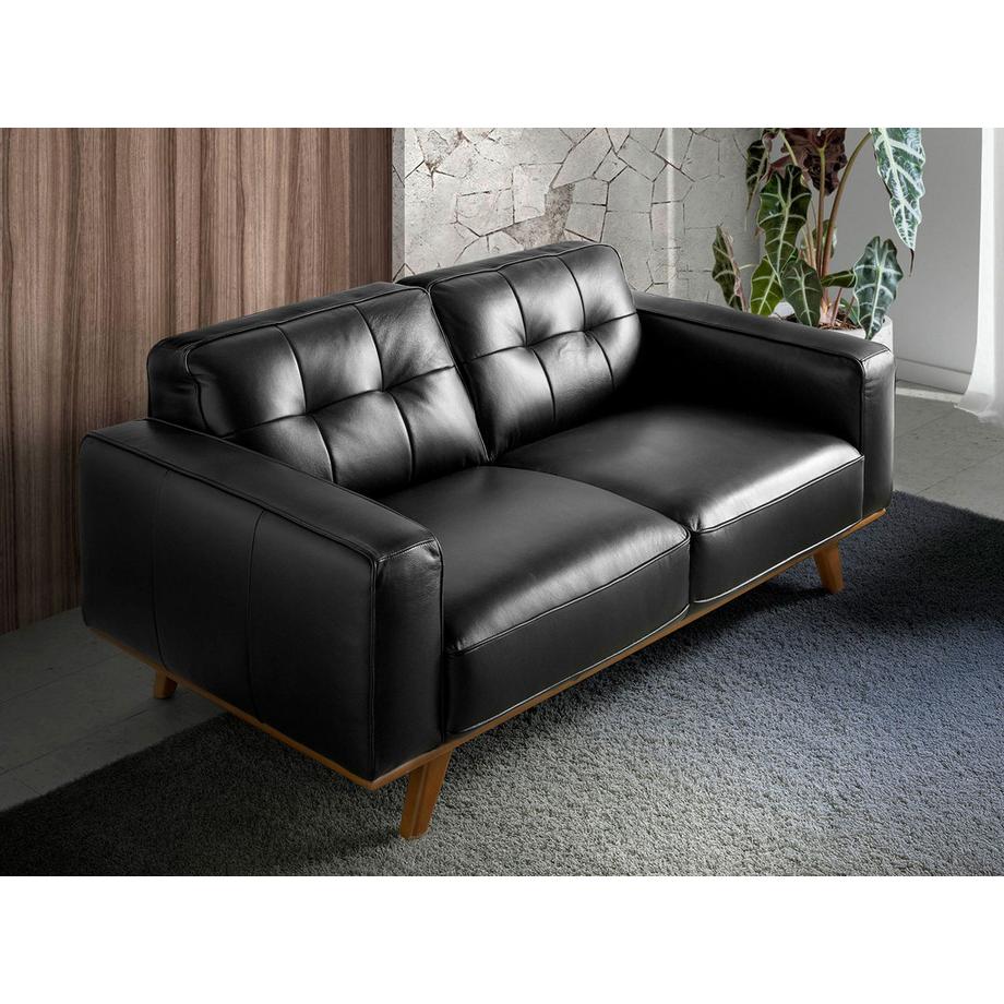 ANGEL CERDA Canapé 2 places Chester en cuir noir  