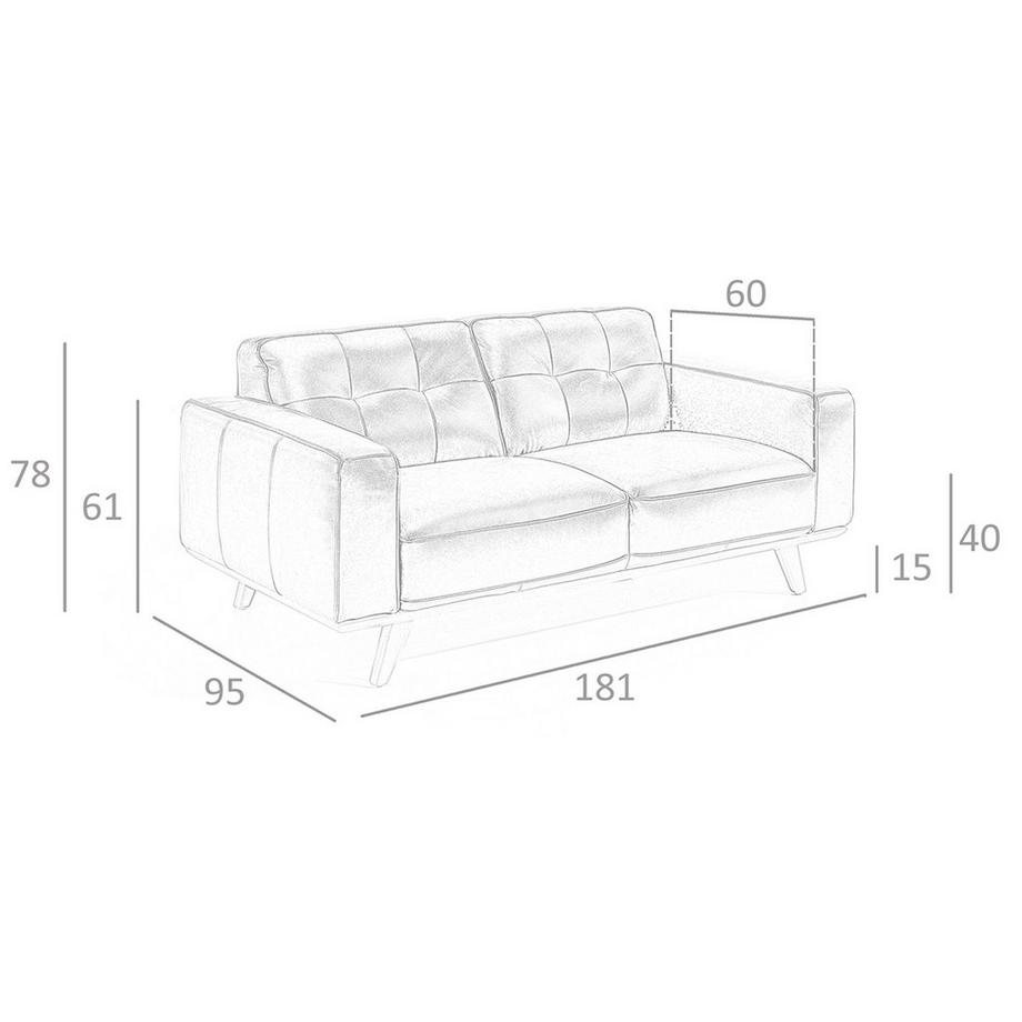 ANGEL CERDA Canapé 2 places Chester en cuir noir  