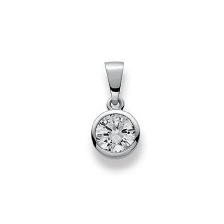 MUAU Schmuck  Pendentif or blanc 750 Zircone, 15x8mm 