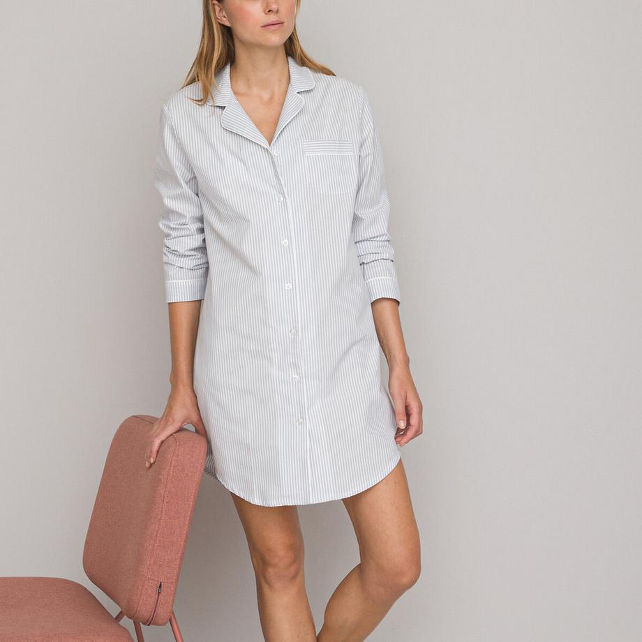 La Redoute Collections Chemise de Nuit Popeline Rayée  