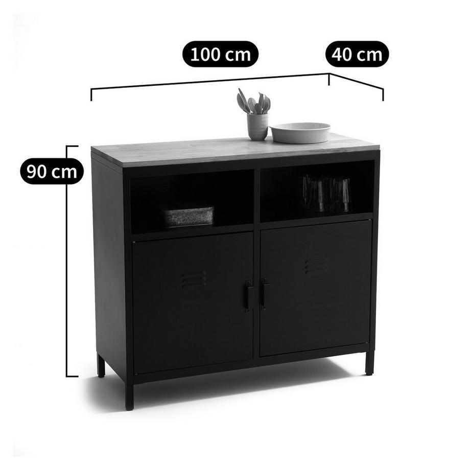 La Redoute Intérieurs Küchen-Sideboard HIBA mit 2 Türen und 2 Fächern  