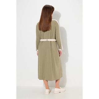 Ulla Popken  Robe midi en jersey de coton bio, encolure bateau et manches longues 