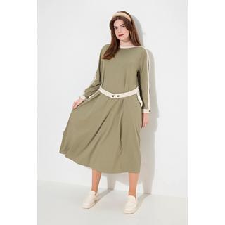 Ulla Popken  Robe midi en jersey de coton bio, encolure bateau et manches longues 