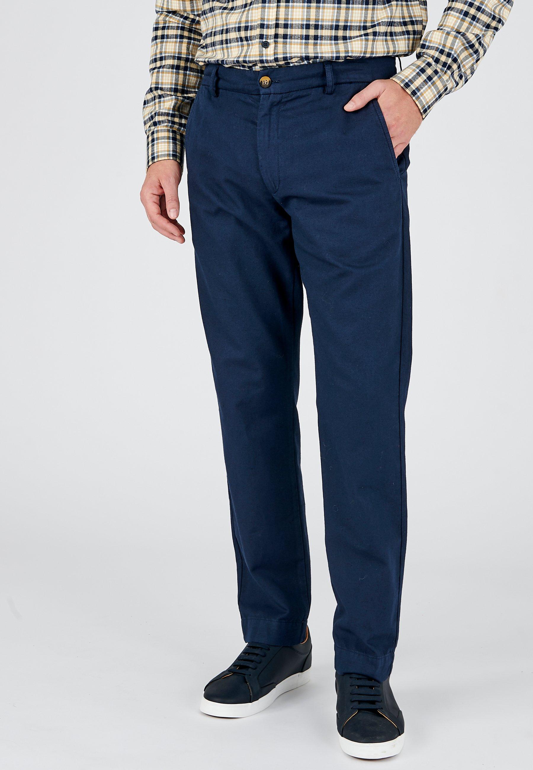 Image of Gerade Hose Aus *baumwolle Und Leinen. Unisex Blau 38