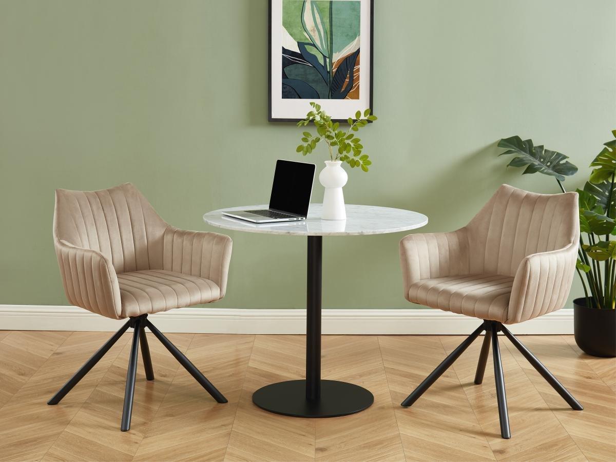 Vente-unique Sedia con braccioli in Velluto e Metallo Beige - Lotto di 6 - IZIALI DI PASCAL MORABITO  