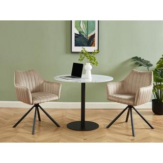 Vente-unique Sedia con braccioli in Velluto e Metallo Beige - Lotto di 6 - IZIALI DI PASCAL MORABITO  