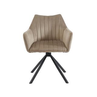 PASCAL MORABITO Lot de 6 chaises avec accoudoirs en velours et métal - Beige - IZIALI de Pascal MORABITO  