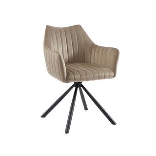 PASCAL MORABITO Lot de 6 chaises avec accoudoirs en velours et métal - Beige - IZIALI de Pascal MORABITO  