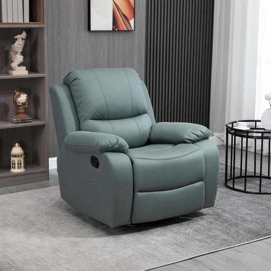 Northio Fauteuil De Relaxation, Fauteuil Inclinable À 135°, Fauteuil Tv Rotatif Avec Repose-Pieds Pour Salon, Chambre, Capacité De Charge Jusqu'À 150 Kg, Polyester Vert  