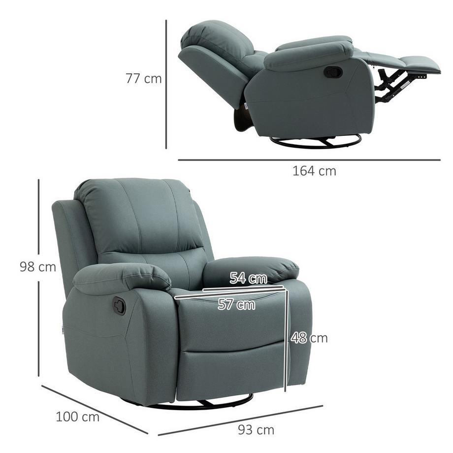 Northio Fauteuil De Relaxation, Fauteuil Inclinable À 135°, Fauteuil Tv Rotatif Avec Repose-Pieds Pour Salon, Chambre, Capacité De Charge Jusqu'À 150 Kg, Polyester Vert  