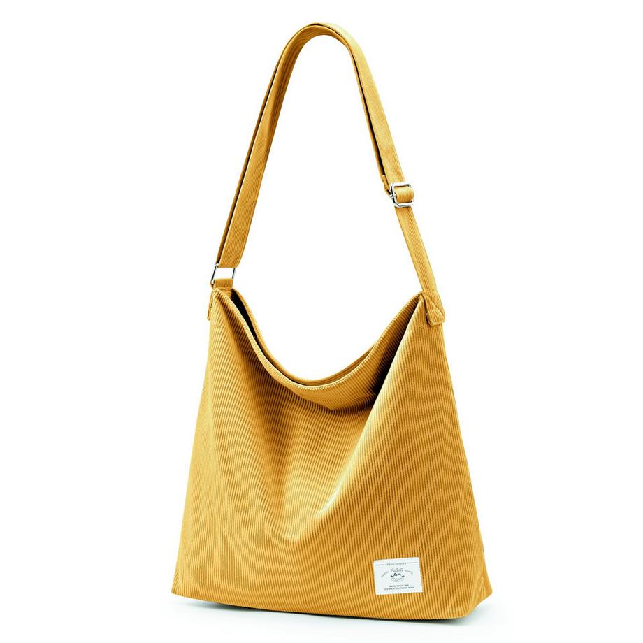 Sac à bandoulière en velours côtelé avec fermeture à glissière Sac à bandoulière en velours côtelé large et étanche