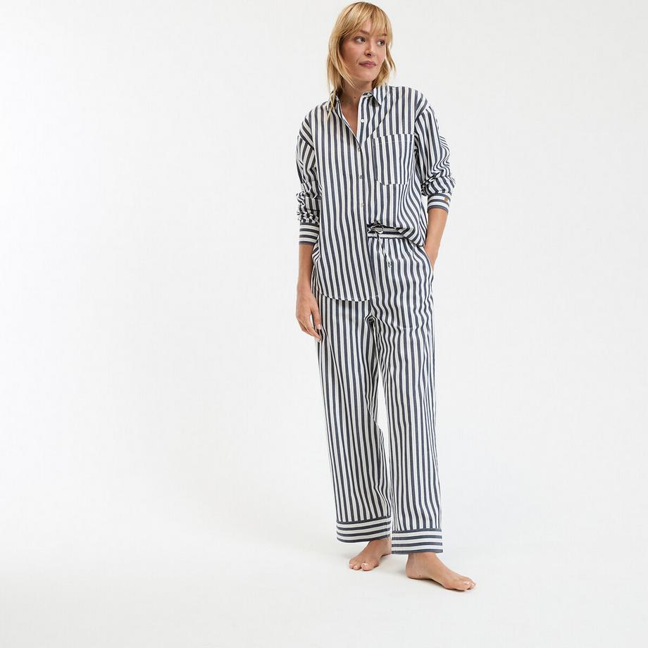 Gestreifter Pyjama aus Popeline