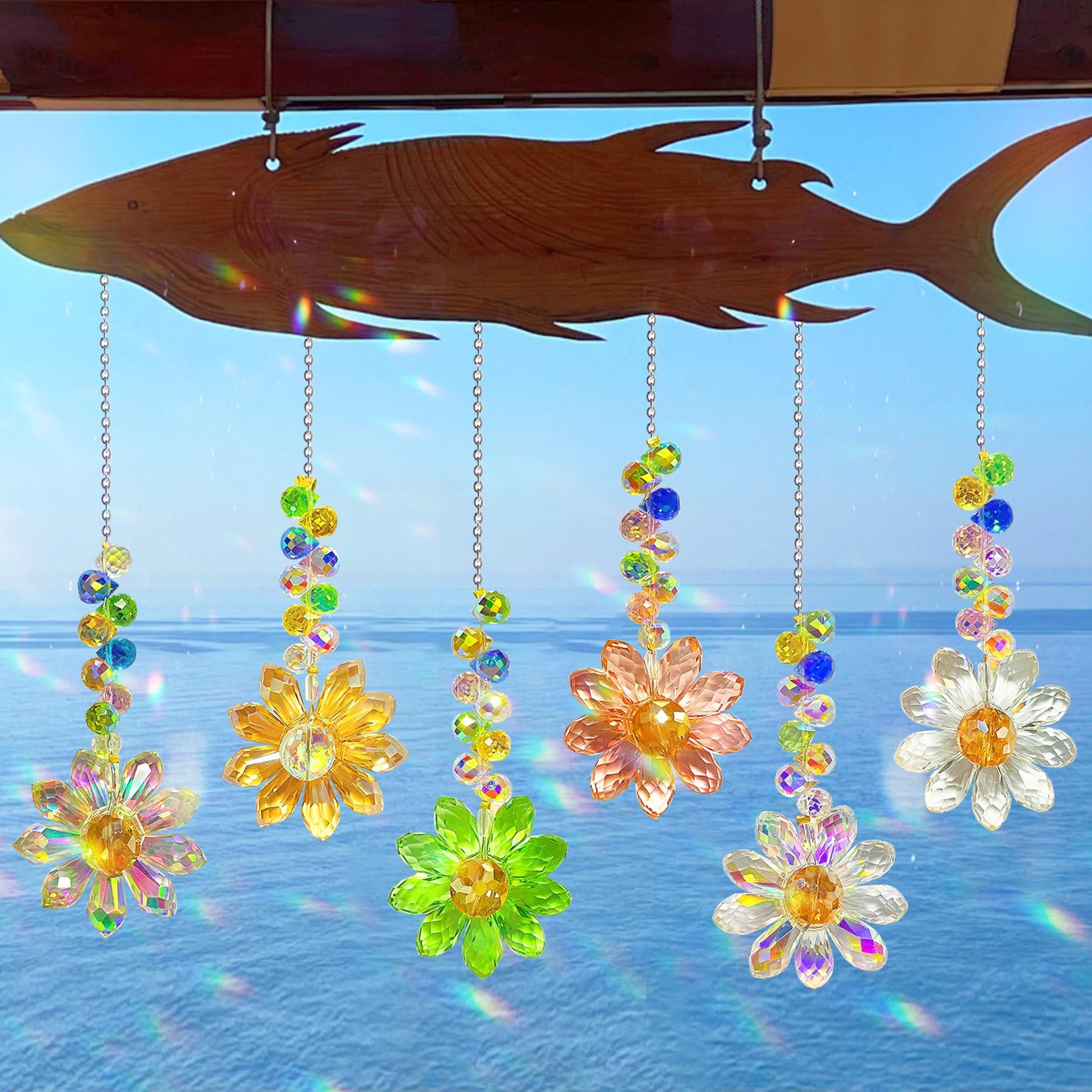 Alopini Suncatcher Kristall Fenster, 6 Stück Sonne Perlen Anhänger Dekoration, Fenster Dekoration hängen  