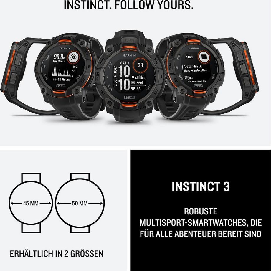 GARMIN  Sportuhr Instinct 3 Solar 