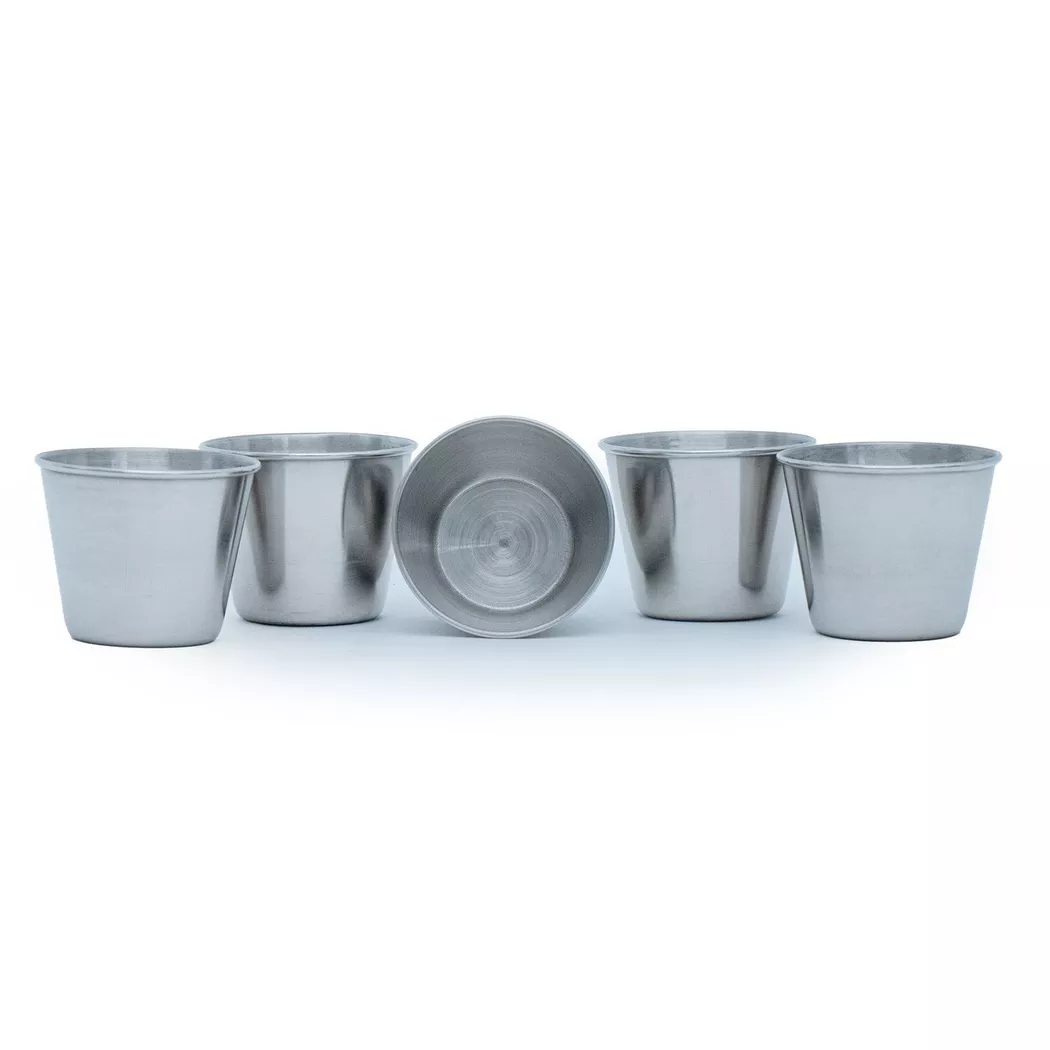 Intirilife - Stapelbare Camping Becher (5er-Set), 55, Silber