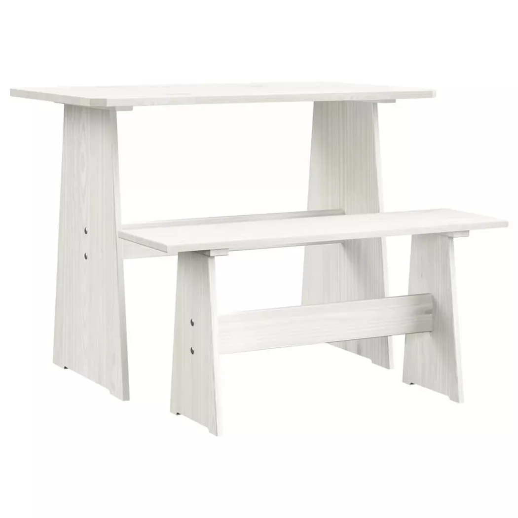 Table à manger avec banc REINE blanc bois de pin solide