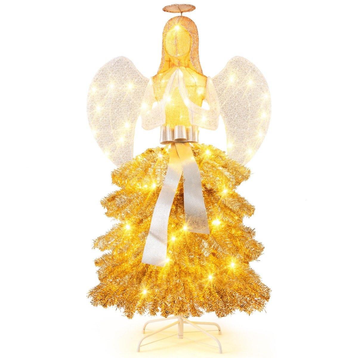 Northix Künstlicher Weihnachtsbaum mit Engelsfigur Weihnachtsdeko mit warmweißen LED-Lichtern  