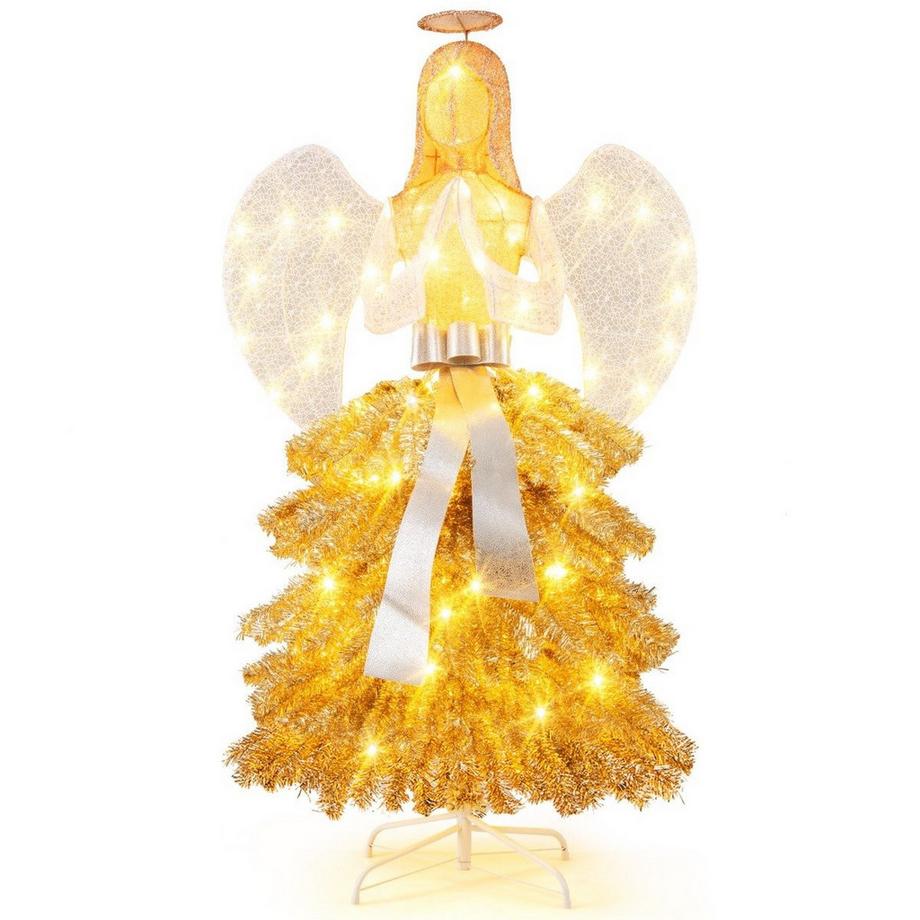 Northix Künstlicher Weihnachtsbaum mit Engelsfigur Weihnachtsdeko mit warmweißen LED-Lichtern  