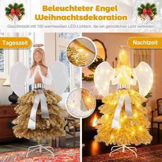 Northix Künstlicher Weihnachtsbaum mit Engelsfigur Weihnachtsdeko mit warmweißen LED-Lichtern  