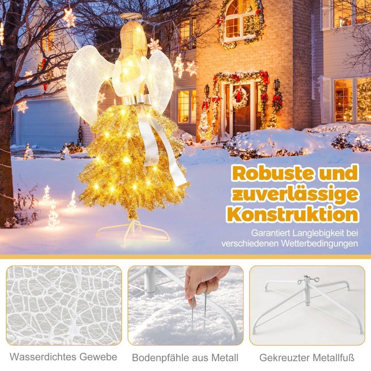 Northix Künstlicher Weihnachtsbaum mit Engelsfigur Weihnachtsdeko mit warmweißen LED-Lichtern  