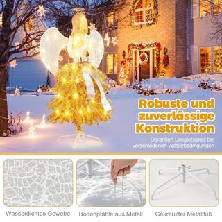Northix Künstlicher Weihnachtsbaum mit Engelsfigur Weihnachtsdeko mit warmweißen LED-Lichtern  