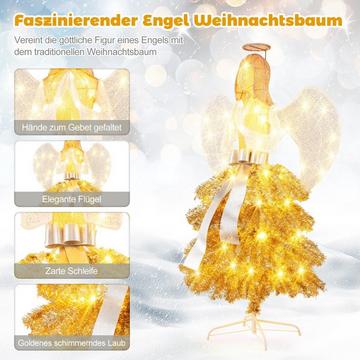 Künstlicher Weihnachtsbaum mit Engelsfigur Weihnachtsdeko mit warmweißen LED-Lichtern