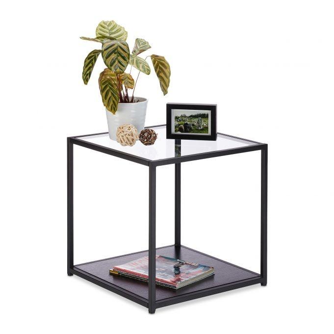 B2X Table d'appoint en verre avec 2 disques  