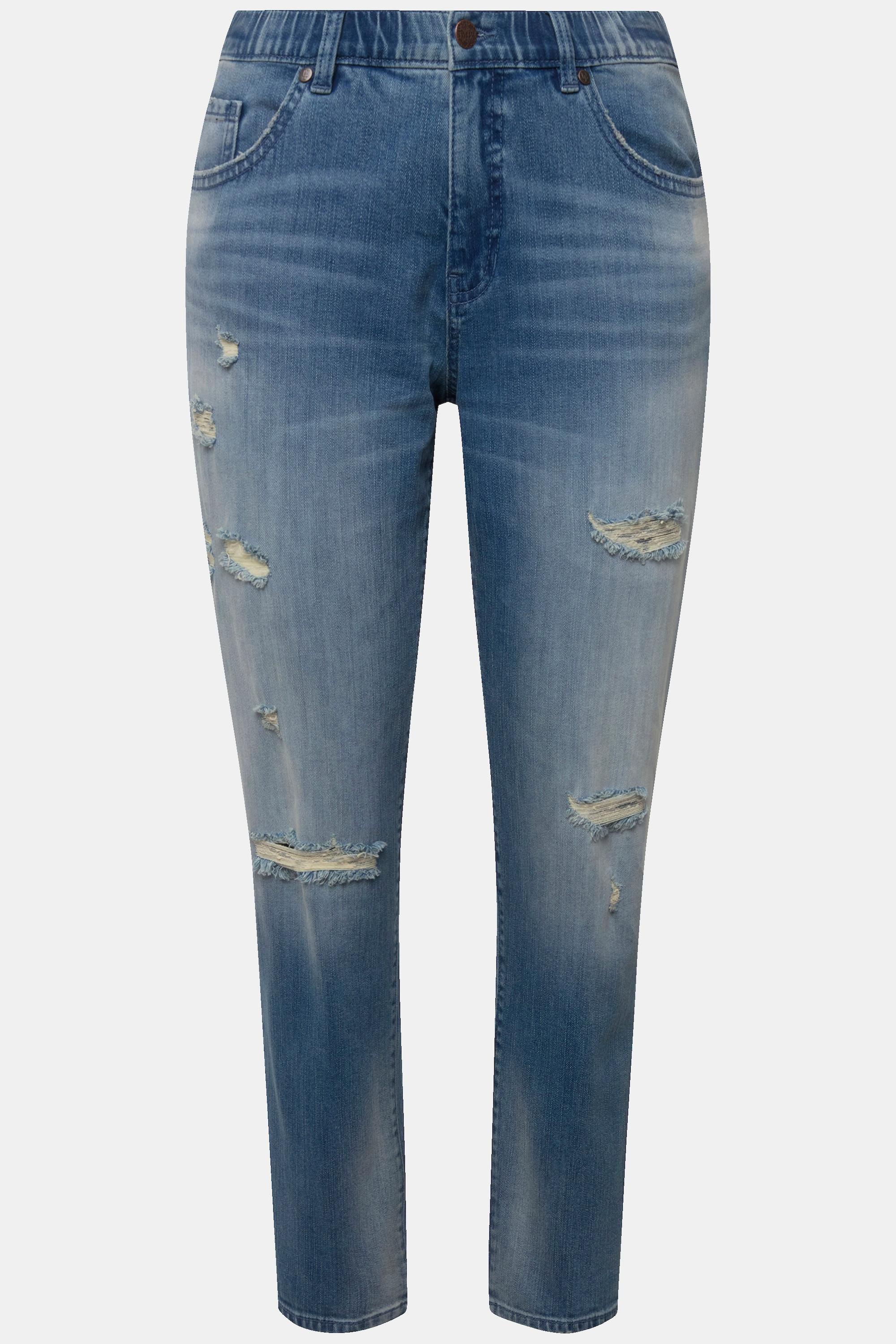 Ulla Popken  Boyfriend-Jeans, Destroy-Effekte, Komfortbund 