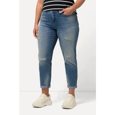 Ulla Popken  Boyfriend-Jeans, Destroy-Effekte, Komfortbund 