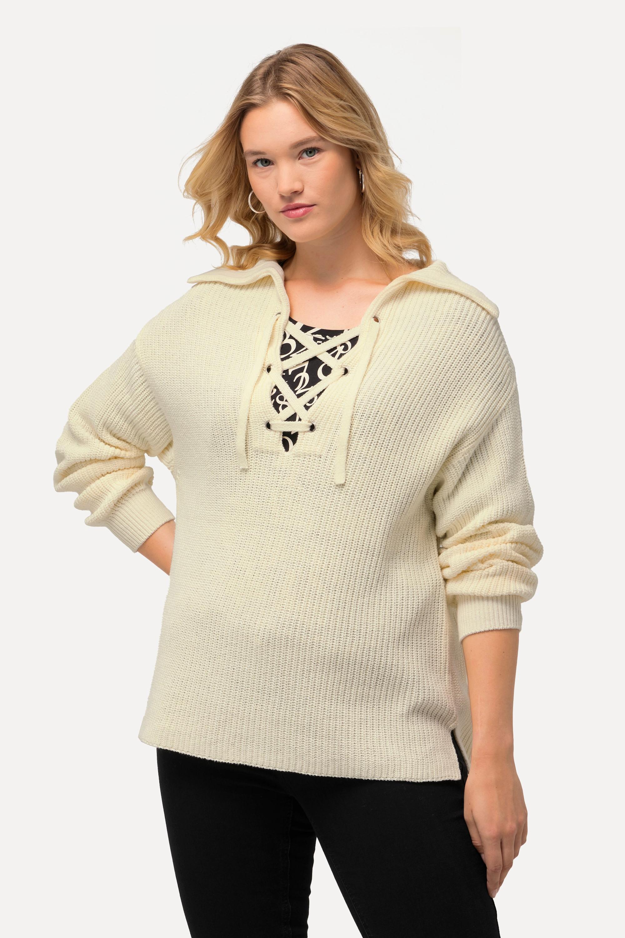 Ulla Popken  Pullover, Strukturstrick, Matrosenkragen, Langarm 