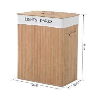 Northio Portabiancheria 100L Portabiancheria Con Coperchio, Borsa In Tela, Bambù, Naturale, 52X32X63Cm  