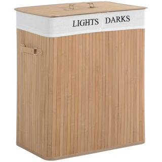 Northio Portabiancheria 100L Portabiancheria Con Coperchio, Borsa In Tela, Bambù, Naturale, 52X32X63Cm  