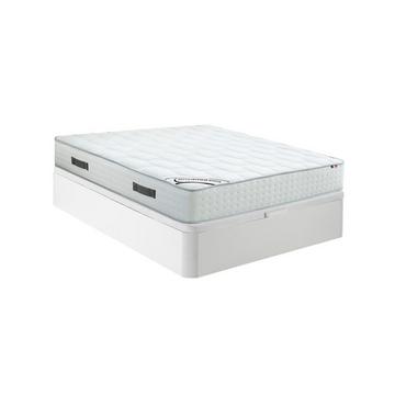 Ensemble 140 x 190 cm sommier coffre blanc + matelas ressorts ensachés 7 zones mousse à mémoire de forme ép.25cm - IONIA de DREAMEA