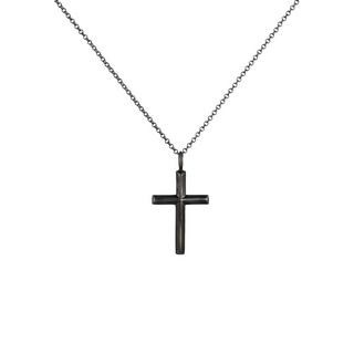 Kuzzoi  Collier Herren Erbskette Kreuz Oxidiert Massiv 925 Silber 