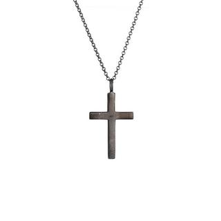 Kuzzoi  Collier Herren Erbskette Kreuz Oxidiert Massiv 925 Silber 