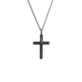 Kuzzoi  Collier Herren Erbskette Kreuz Oxidiert Massiv 925 Silber 