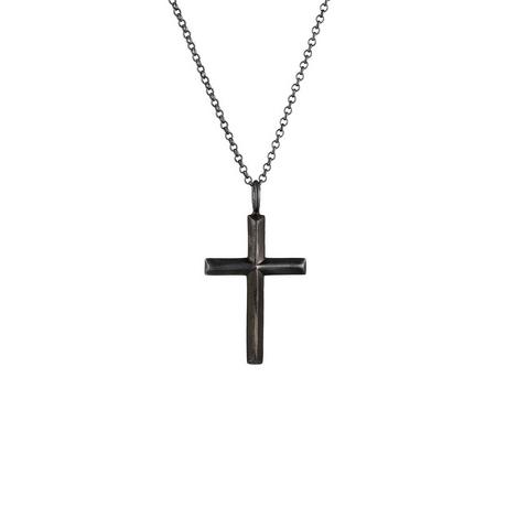 Kuzzoi  Collier Herren Erbskette Kreuz Oxidiert Massiv 925 Silber 